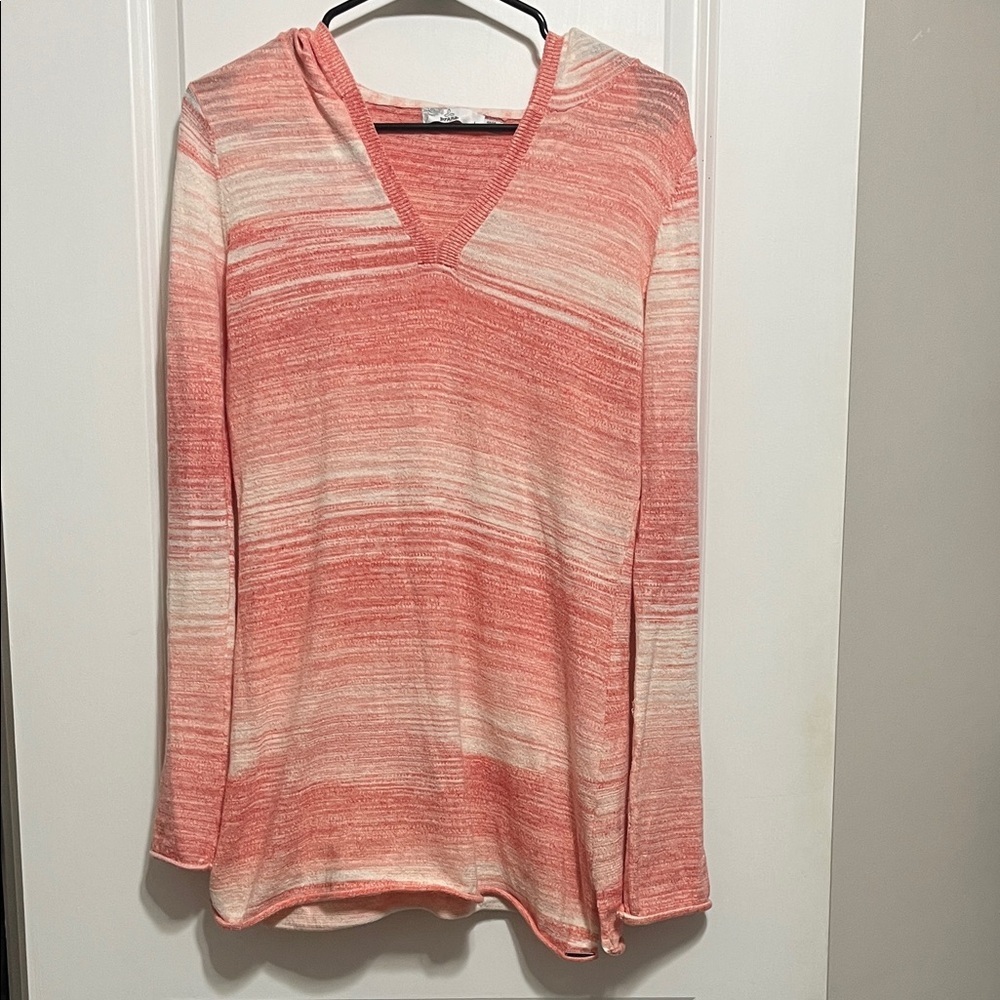 Prana Gemma Striped Tunic Hooded Sweater Large